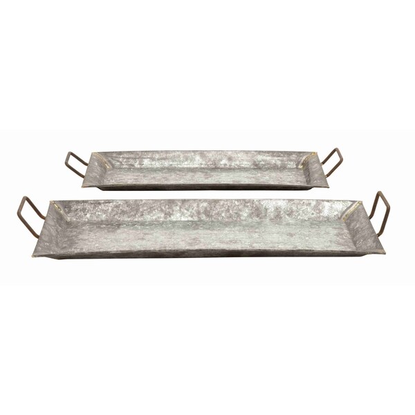 Shop Decorative Metal Galvanized Trays (Set of 2) Free Shipping On