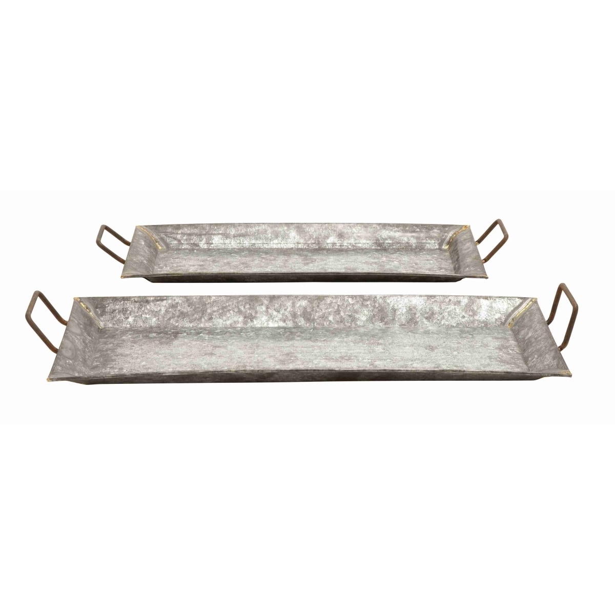 Decorative Metal Galvanized Trays (set Of 2)