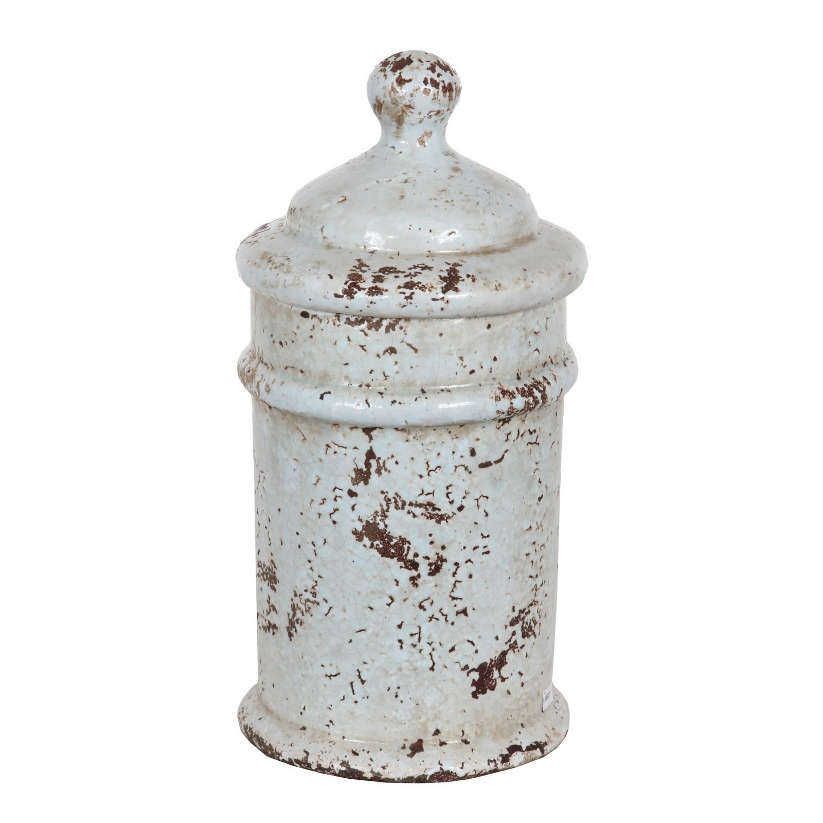 Privilege Large White Cylindrical Ceramic Urn