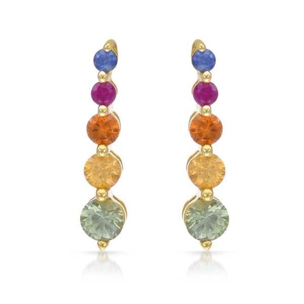 10k Yellow Gold Multi Colored Shire Drop Earrings On 10k Yellow Gold Multi Colored Shire Drop Earrings
