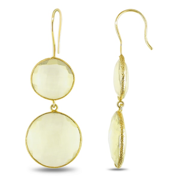 Miadora 22k Yellow Gold Plated Goldtone Synthetic Lemon Quartz Earrings. Opens flyout.