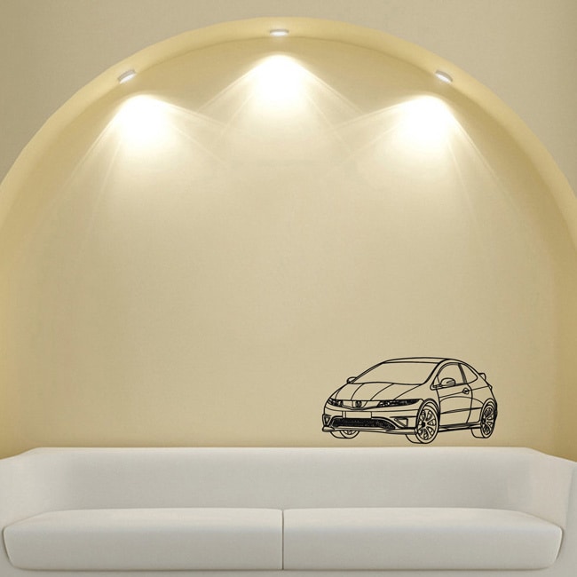 Honda Civic Vinyl Wall Decal (Glossy blackMaterials VinylQuantity One (1)Setting IndoorInstallation Easy self installDimensions 25 inches high x 35 inches wide )