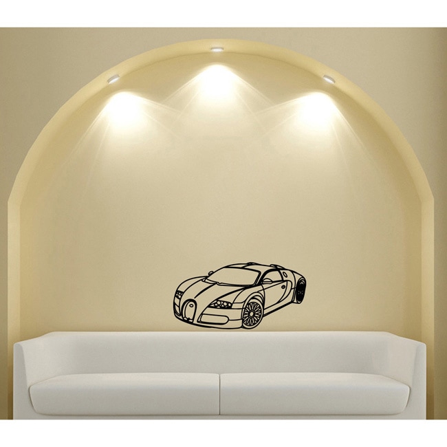 35 inch Wide Bugatti Veyron Vinyl Wall Decal (Glossy blackMaterials VinylQuantity One (1) decalSetting IndoorDimensions 25 inches high x 35 inches wide )