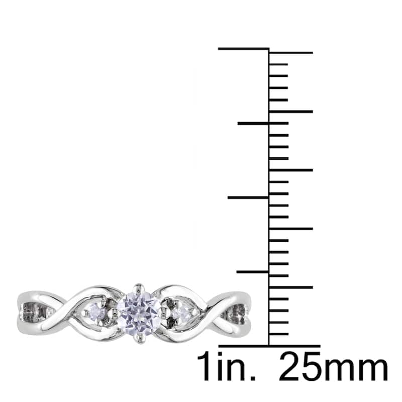 Miadora Sterling Silver Created White Sapphire and Diamond 3-stone Solitaire Infinity Promise Ring (H-I, I2-I3)