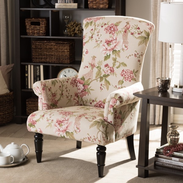 Baxton Studio Kimmett Beige/ Pink Linen Floral Accent ...