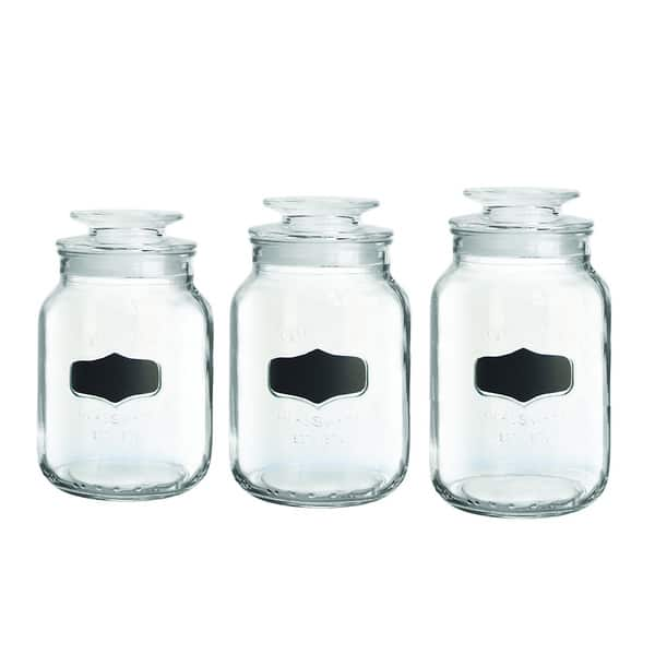 3pcs/set Glass Jar Set With Airtight Lid And Chalkboard Label