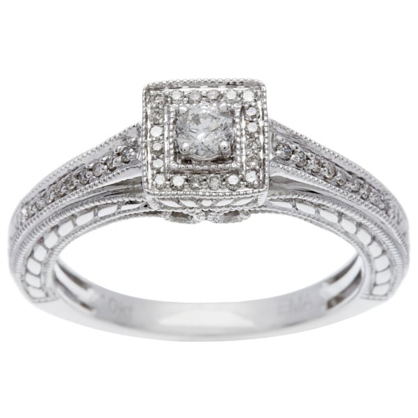 Sofia 10k White Gold 1/4ct TDW Princess Diamond Ring