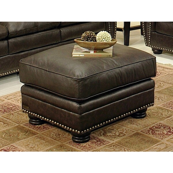 Abbyson Laguna Top Grain Leather Ottoman