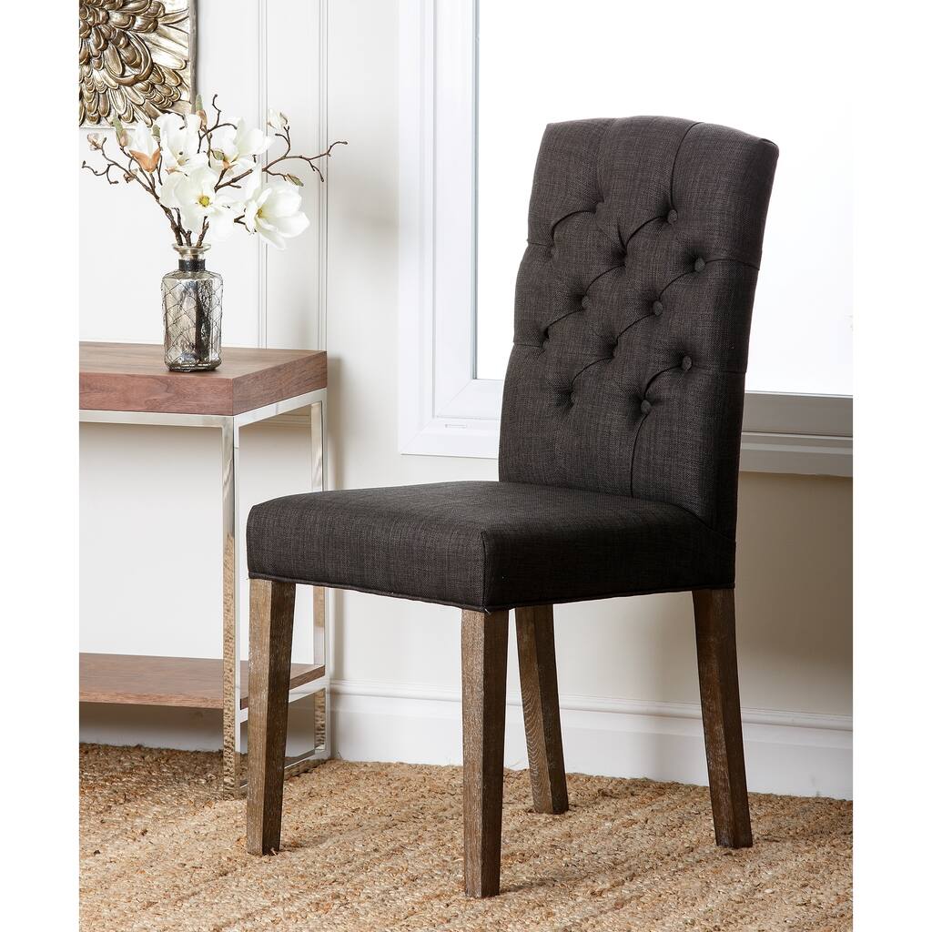 Abbyson Colin Grey Linen Tufted Dining Chair