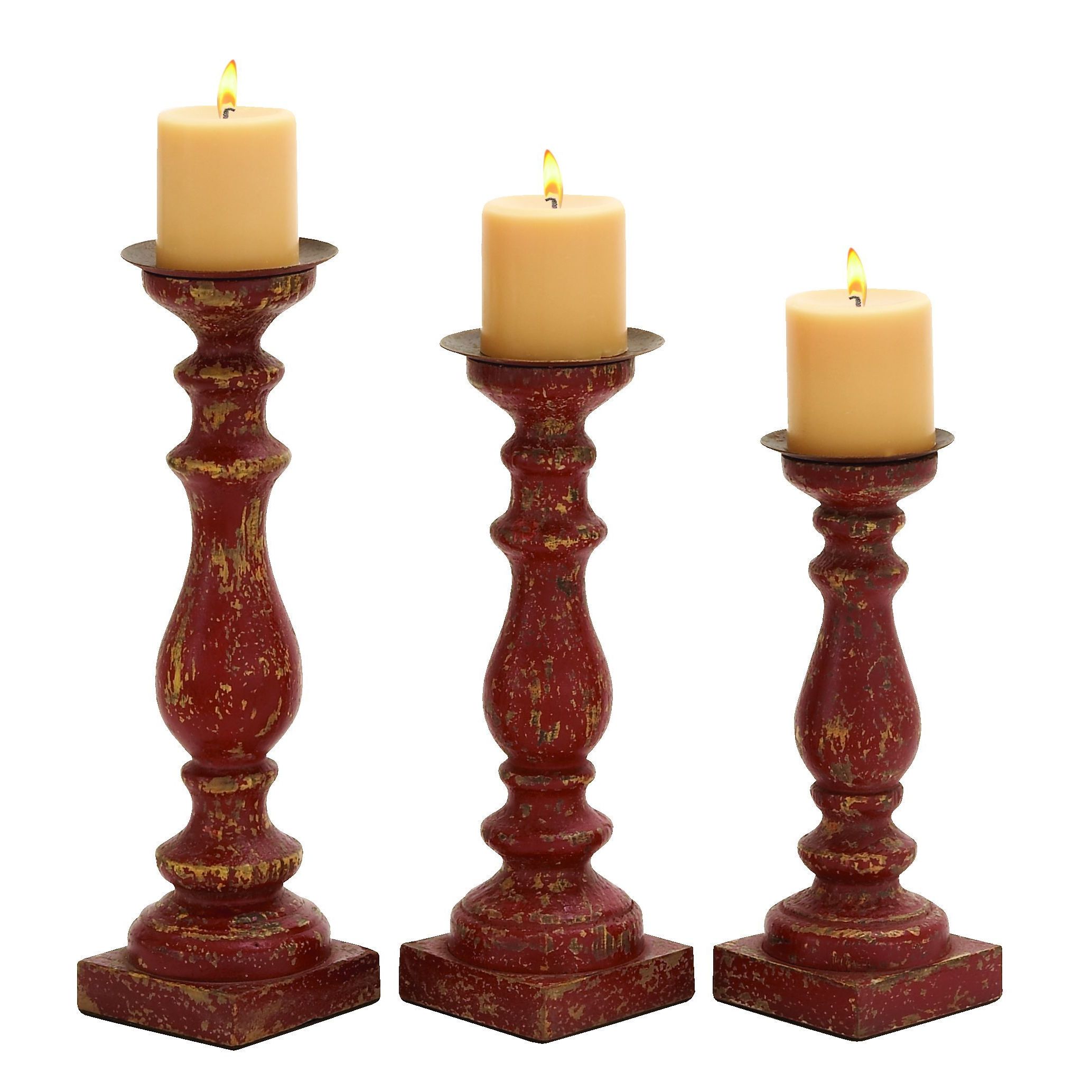 Wooden Candle Holder With Minutely Carved Details (set Of 3)