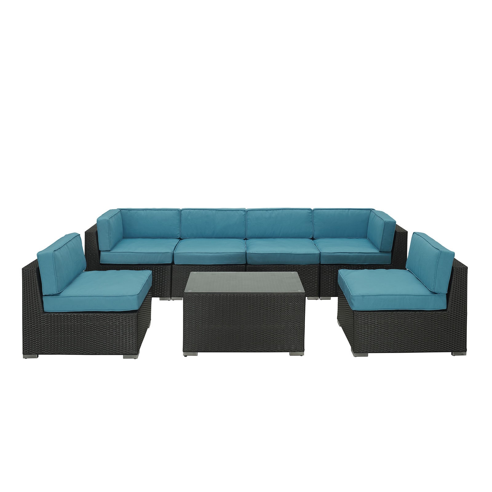 Camfora Outdoor Patio 5 piece Espresso/ Turquoise Sectional Set