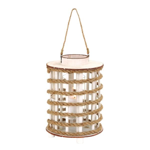 Rope Lantern Wooden Candle Holder