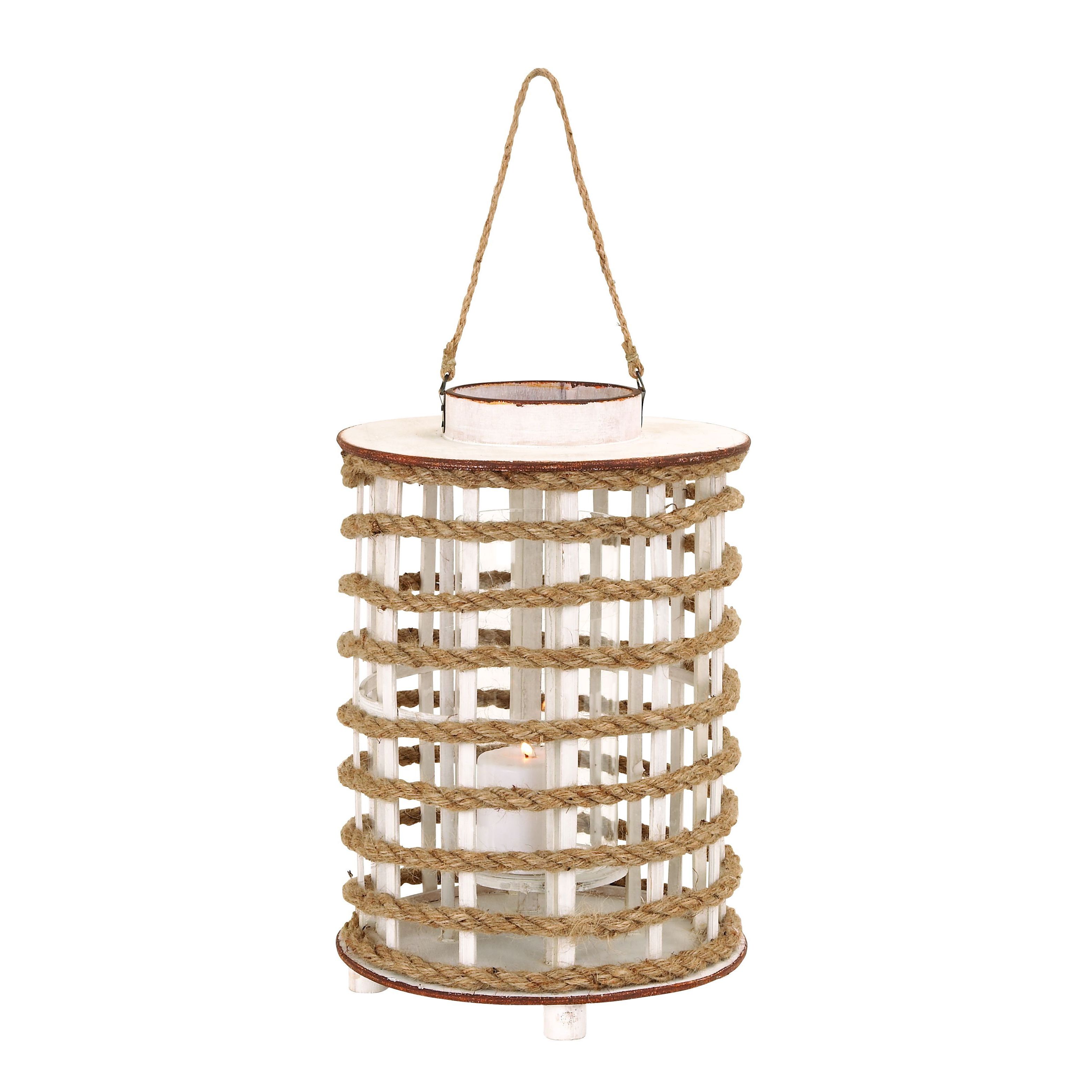 Rope Lantern Large Wooden Candle Holder