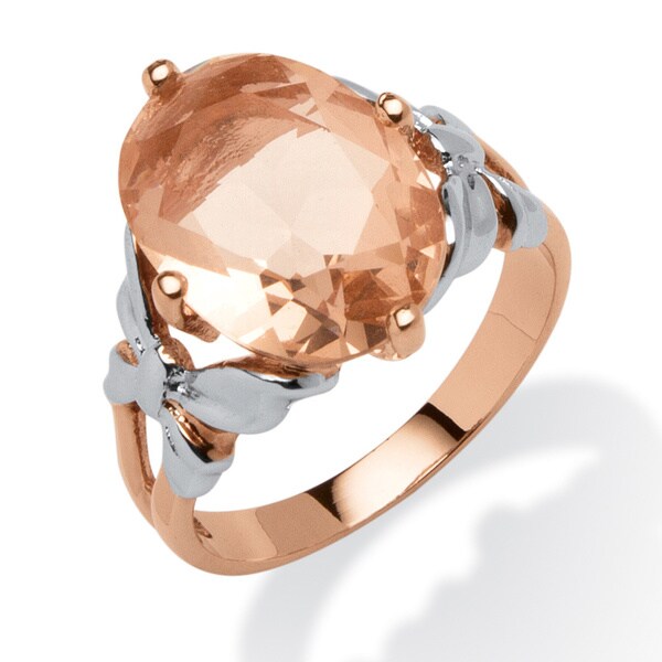 Oval Morganite Cocktail Ring in Rose Gold Over Sterling Silver and Sterling Silver Color F