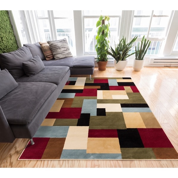 Well Woven Patchwork Red Area Rug - 7'10 x 9'10