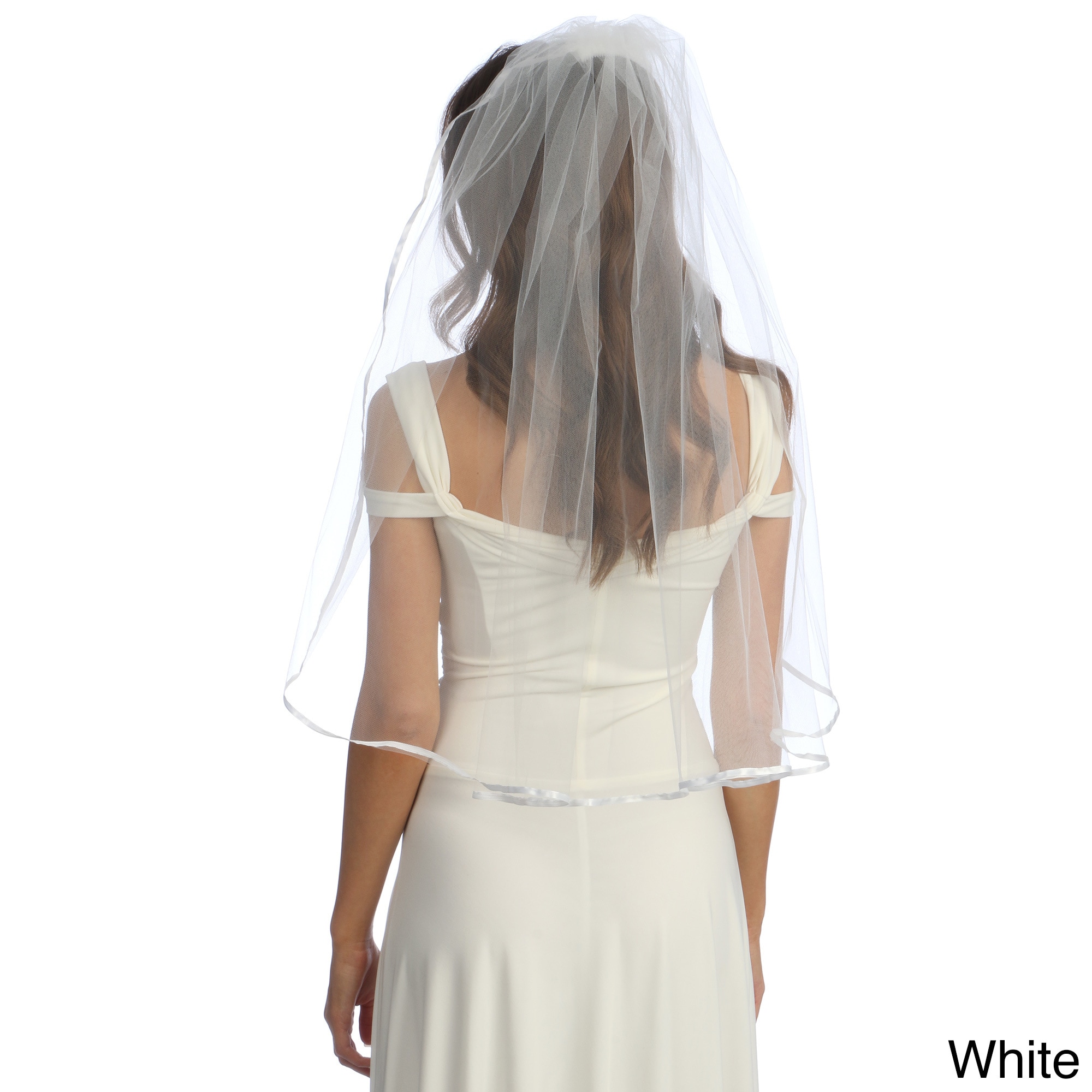 Bridal Veil Company Inc. Amour Bridal Single Tier Waist length Satin Veil White Size One Size Fits Most