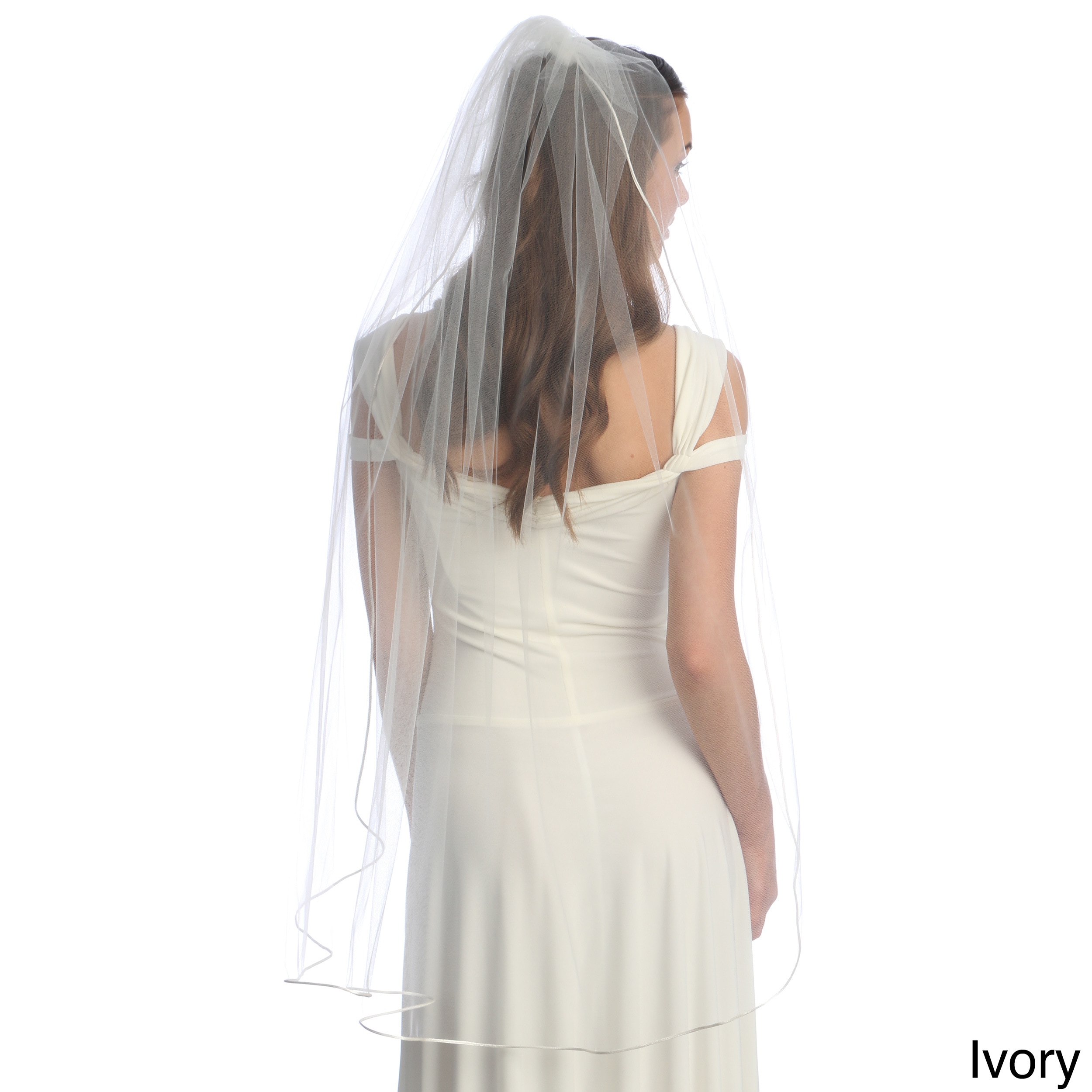 Bridal Veil Company Inc. Amour Bridal Single Tier Satin Corded edge Veil Ivory Size One Size Fits Most