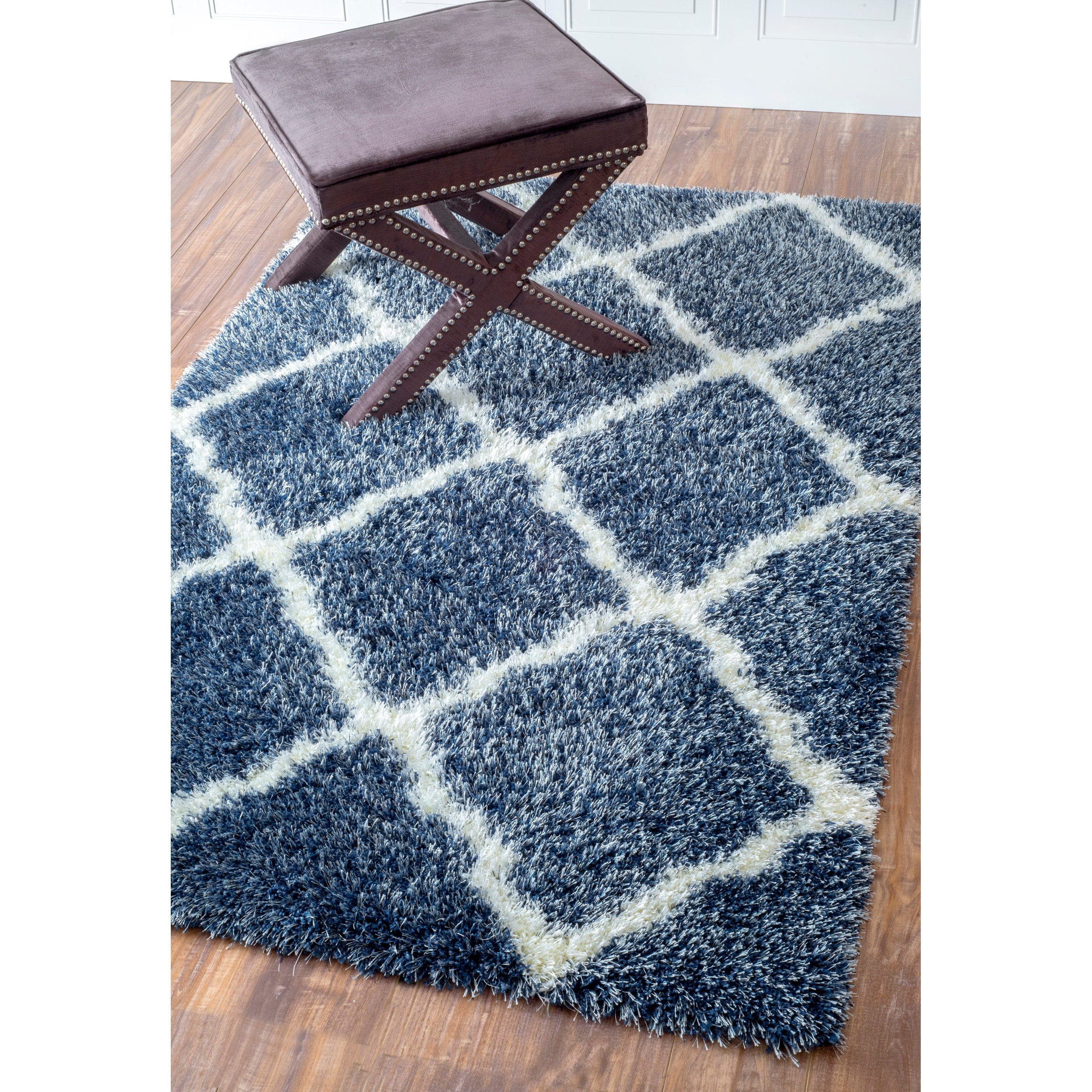 Nuloom Moroccan Trellis Shag Blue Rug (4 X 6)