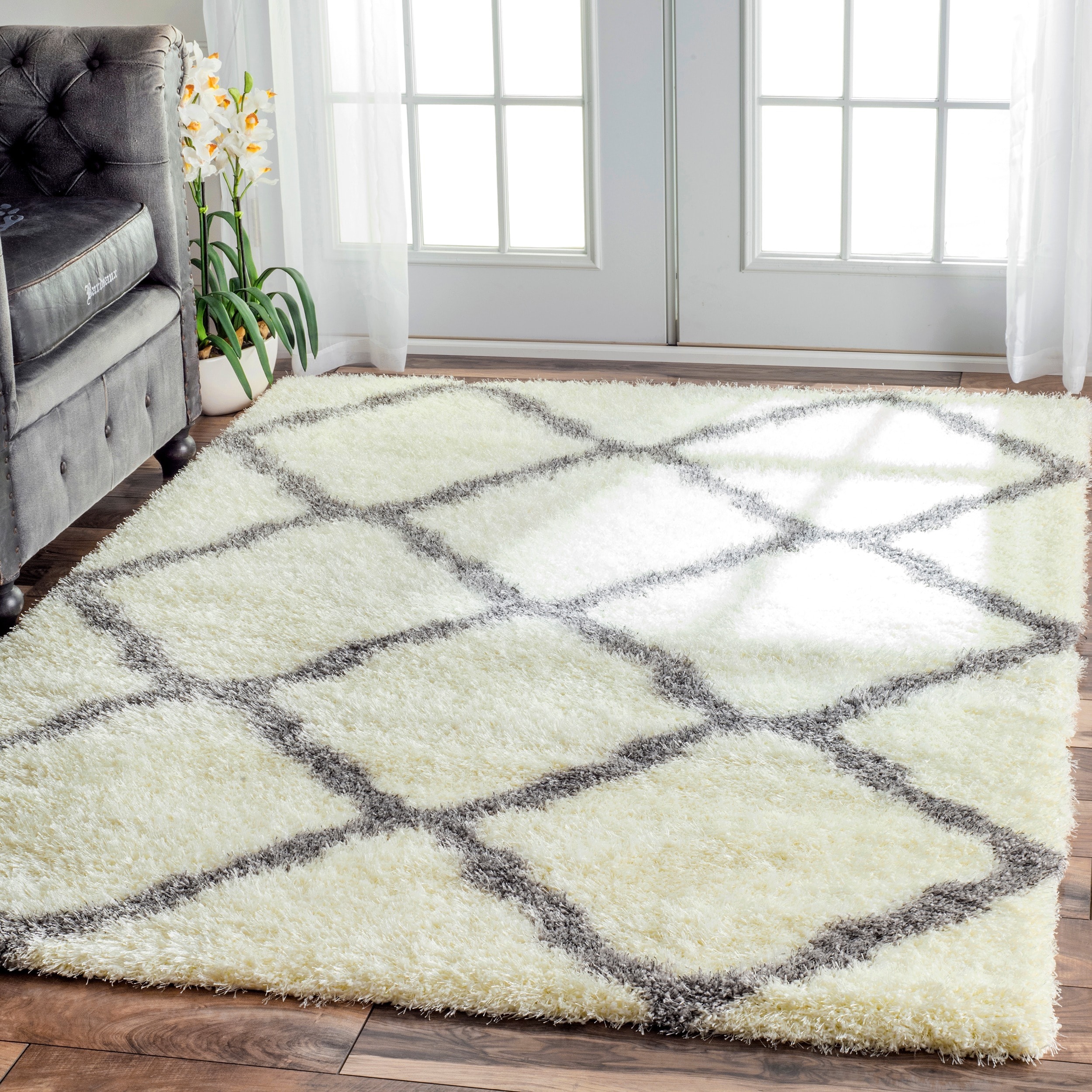 Nuloom Moroccan Trellis Ivory Shag Area Rug (92 X 12)