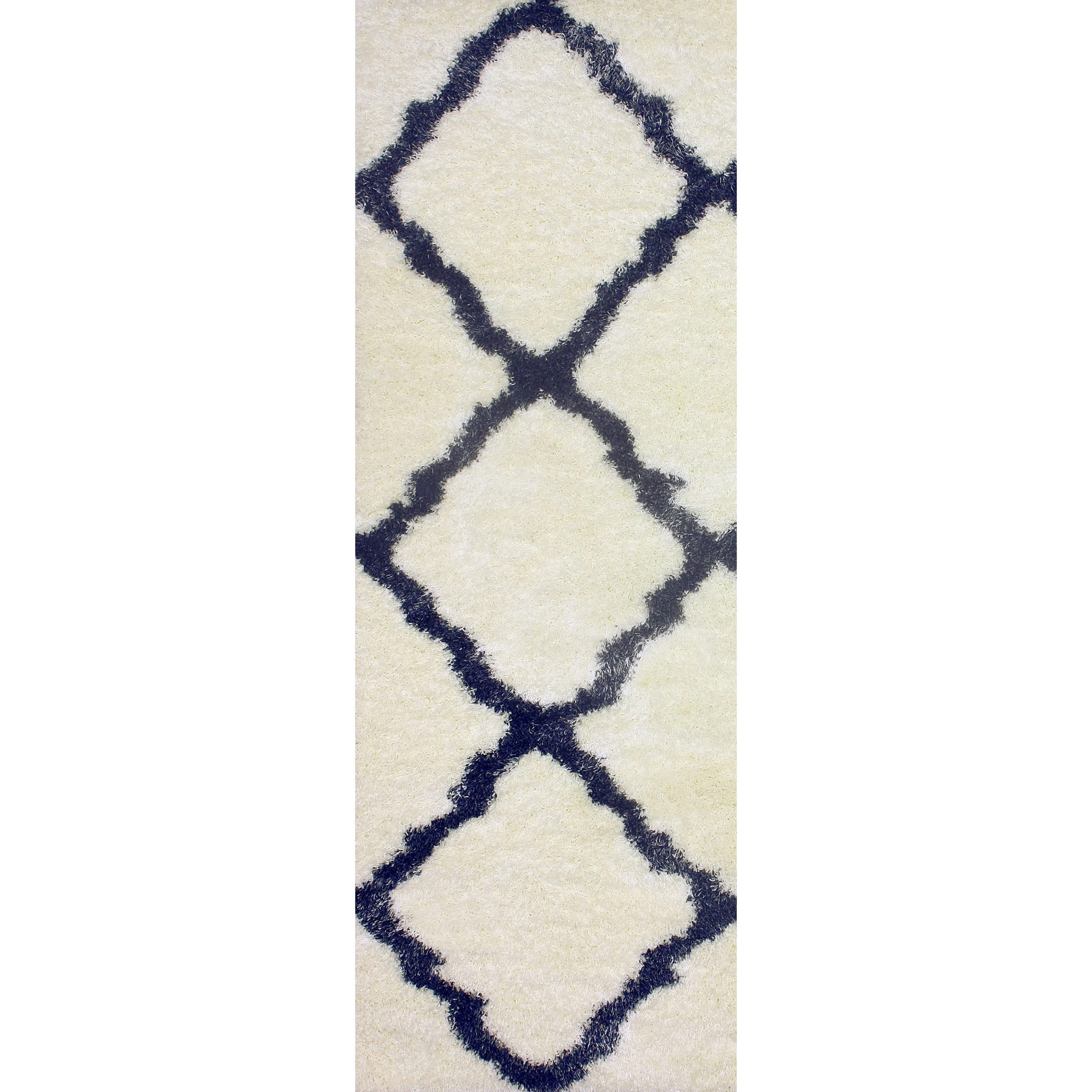 Nuloom Moroccan Trellis Shag Ivory Runner Rug (28 X 8)