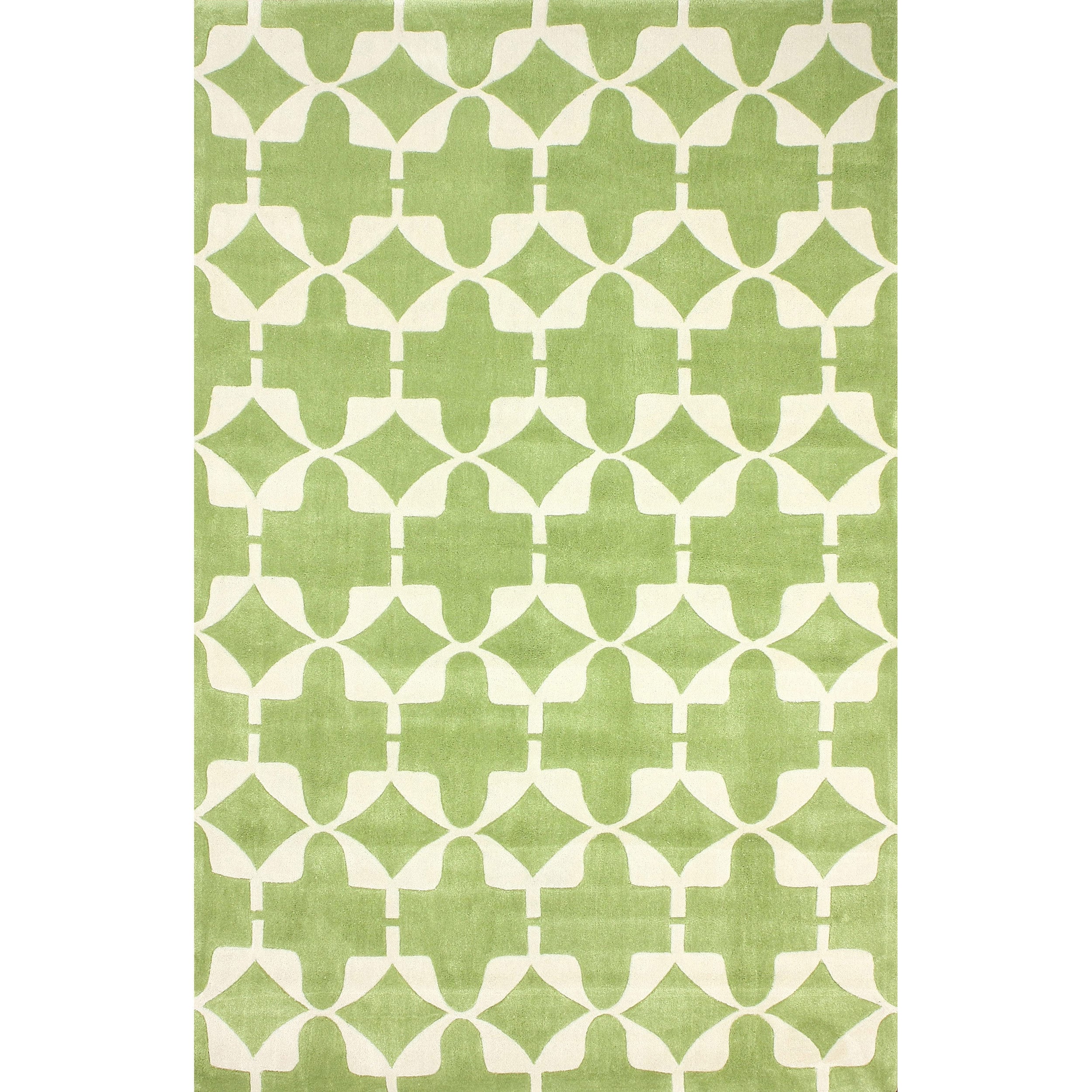 Nuloom Handmade Links Trellis Polyester Green Rug (5 X 8)