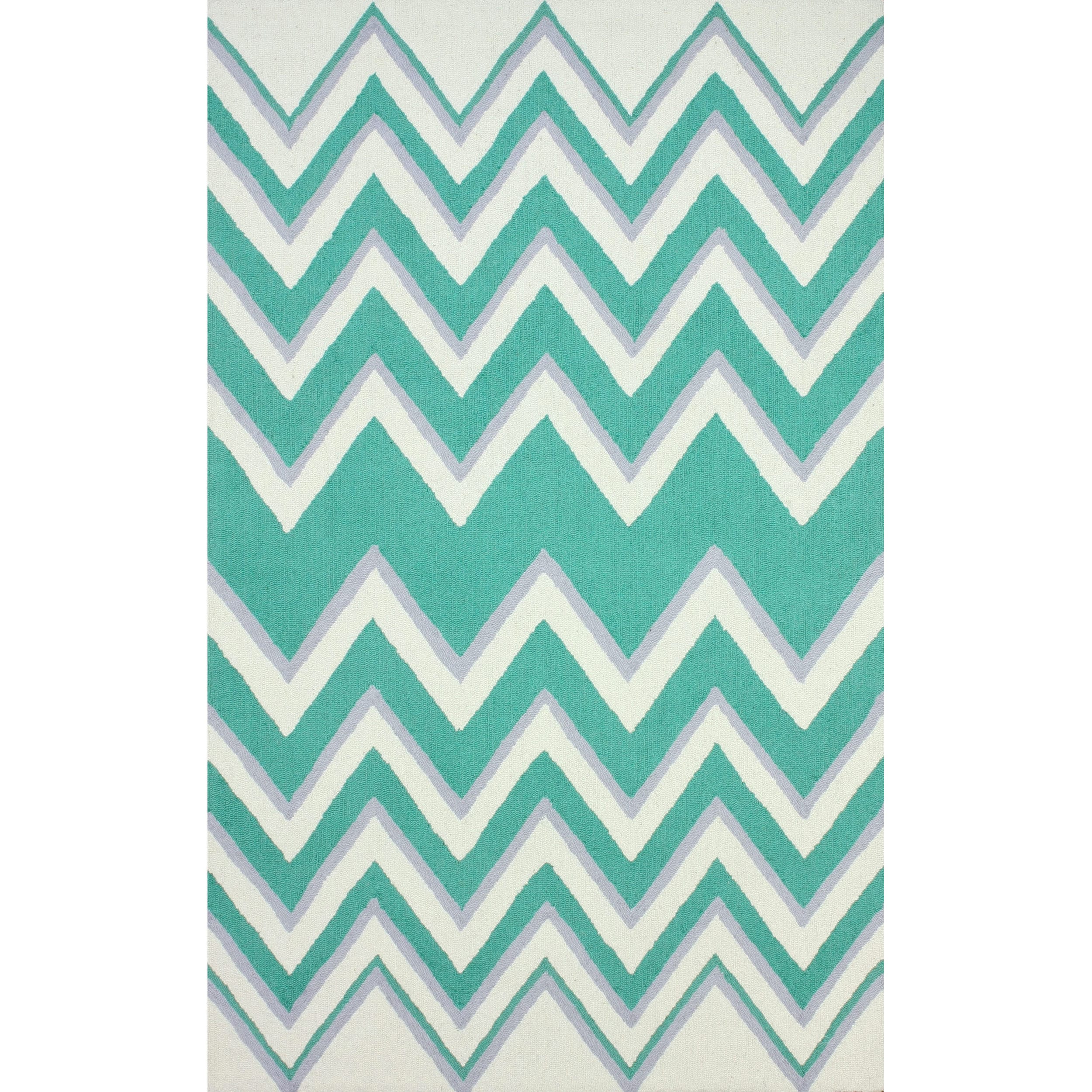 Nuloom Hand hooked Modern Chevron Mint Wool Rug (5 X 8)