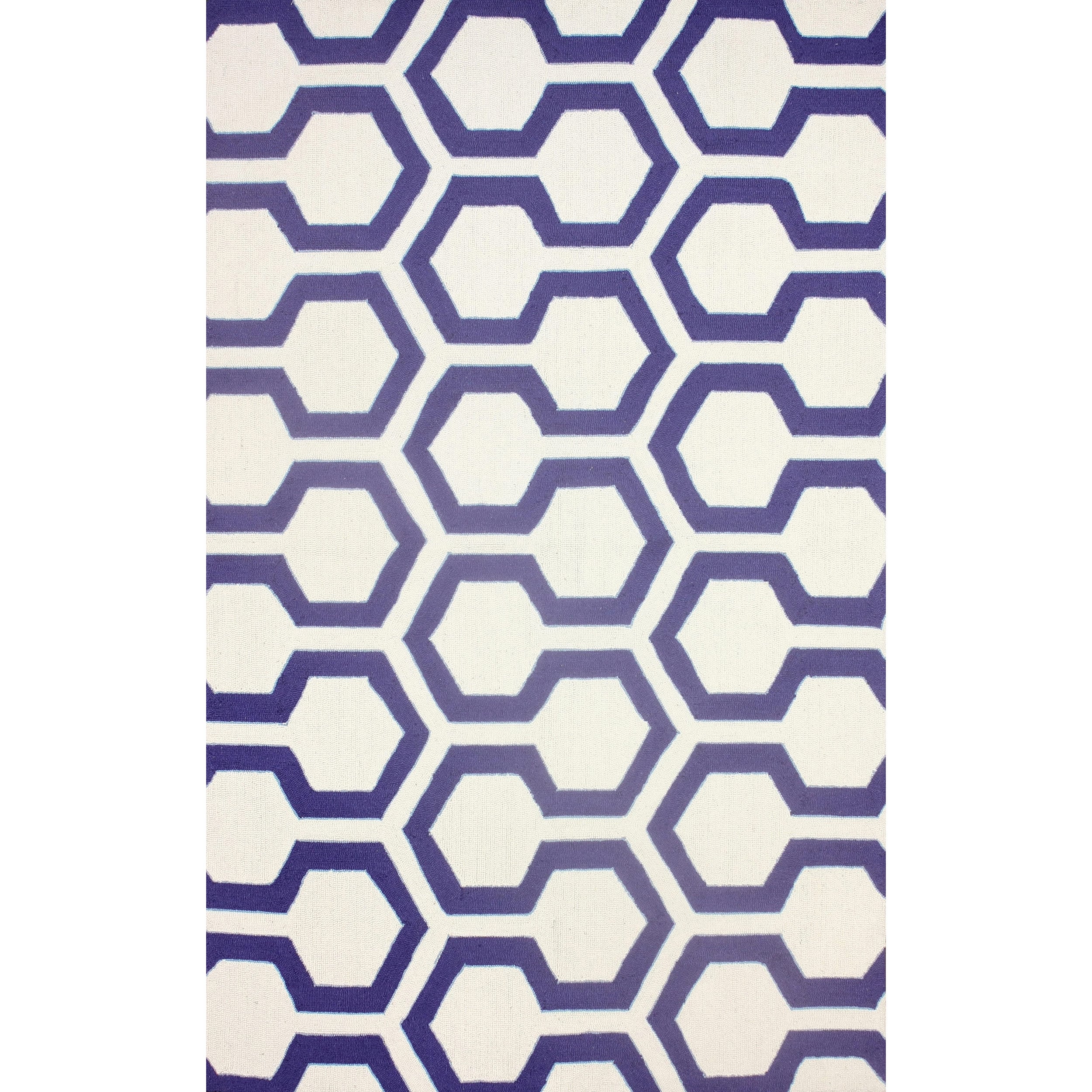 Nuloom Hand hooked Modern Lingo Trellis White Rug (76 X 96)