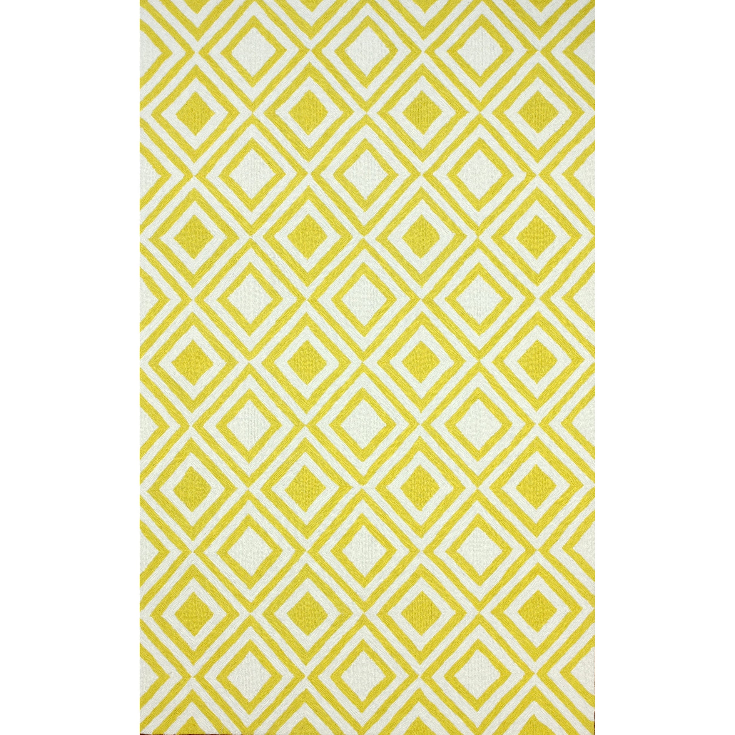 Nuloom Hand hooked Retro Diamonds Yellow Wool Rug (76 X 96)