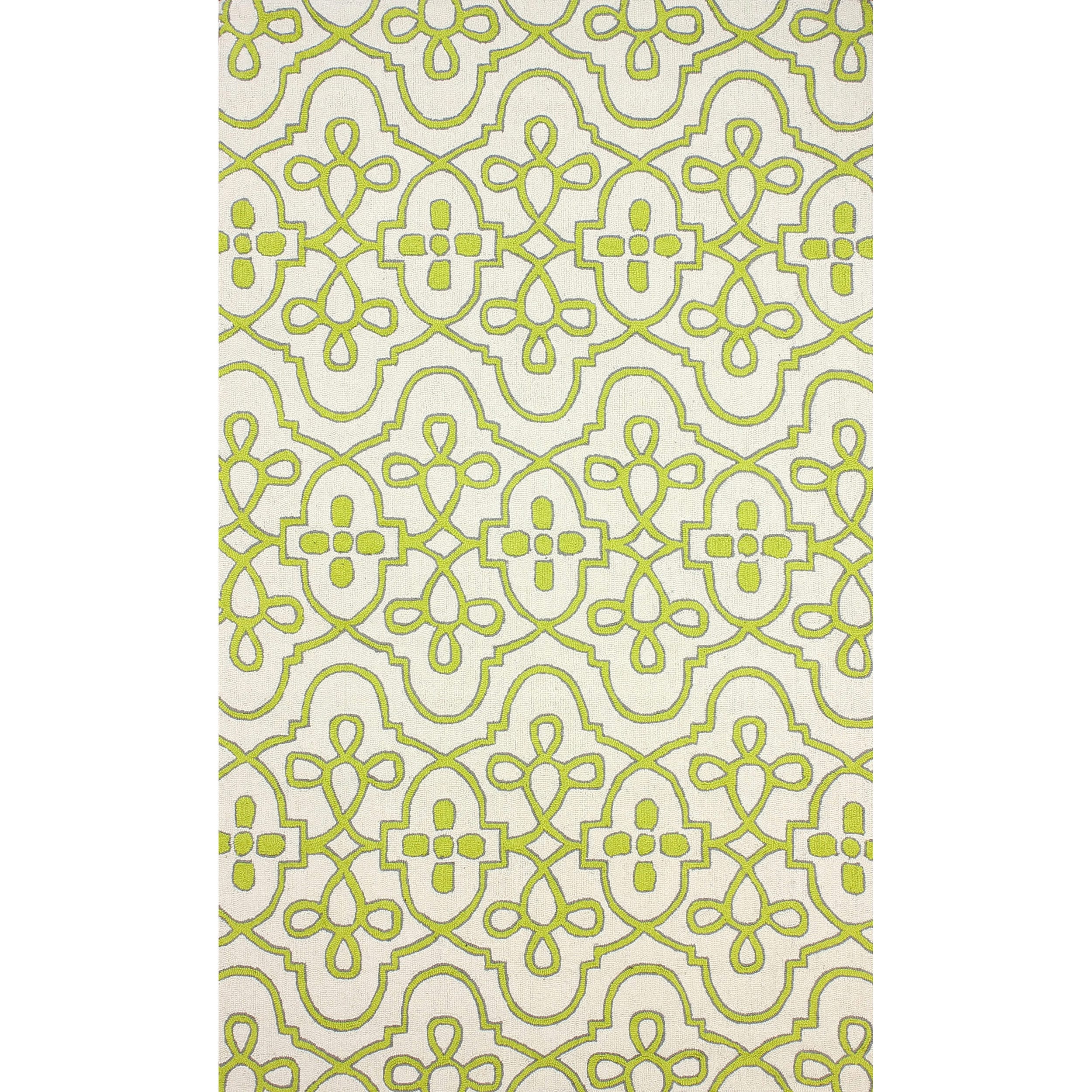 Nuloom Hand hooked Transitional Lattice Green Wool Rug (76 X 96)