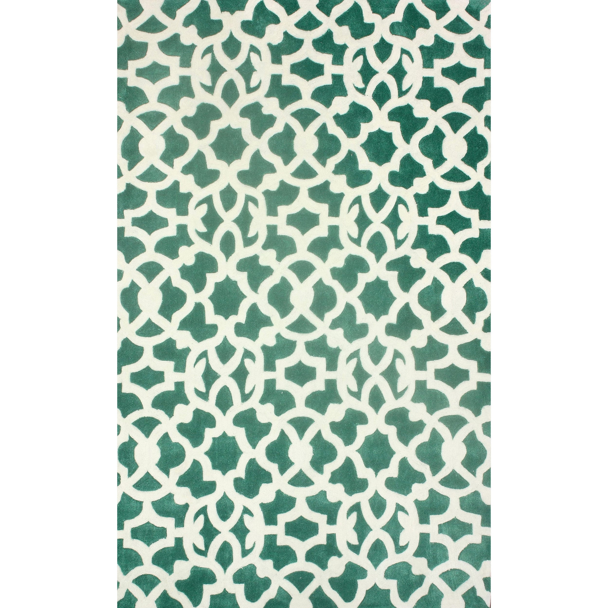 Nuloom Handmade Modern Lattice Trellis Green Rug (76 X 96)