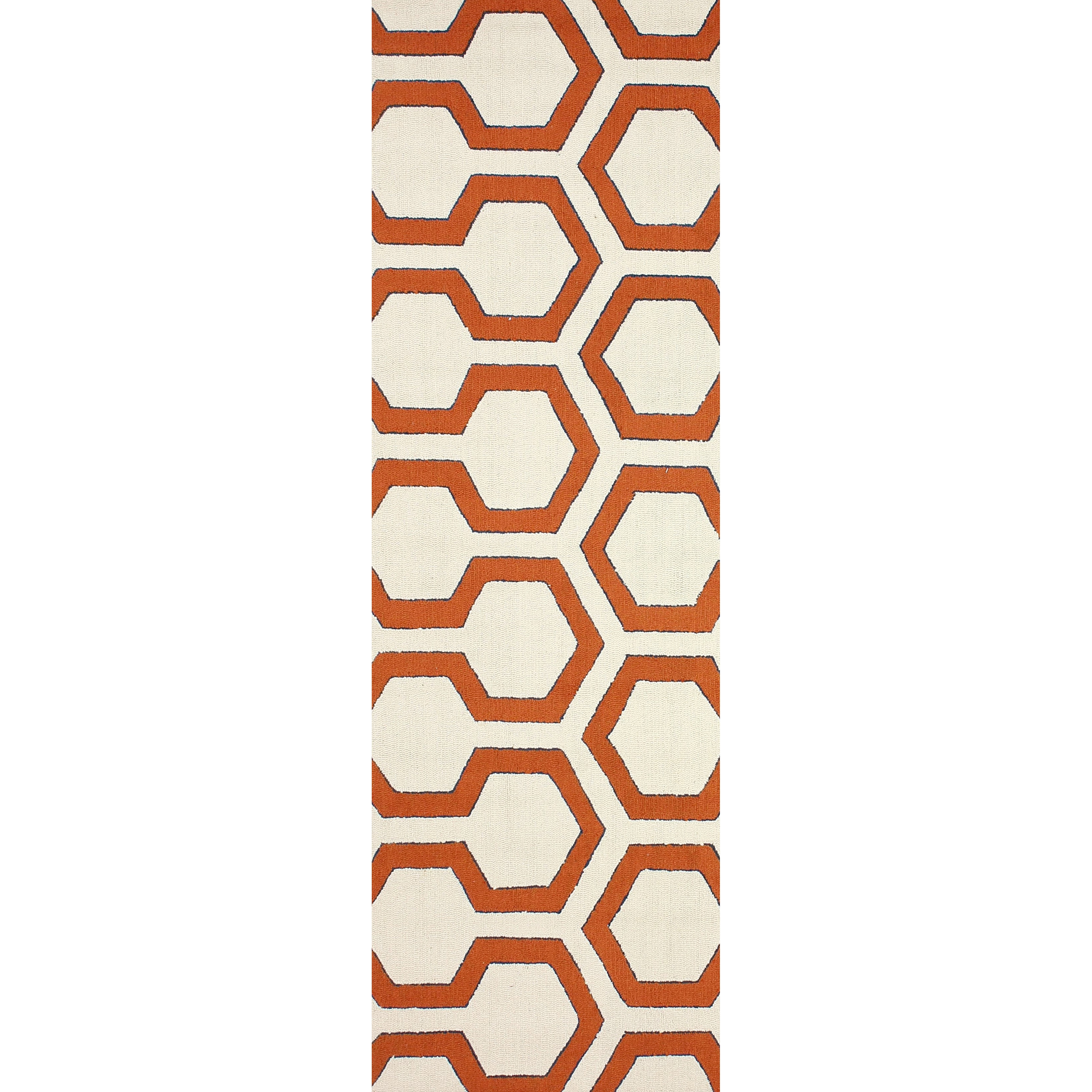 Nuloom Hand hooked Modern Lingo Trellis Orange Runner Rug (26 X 8)