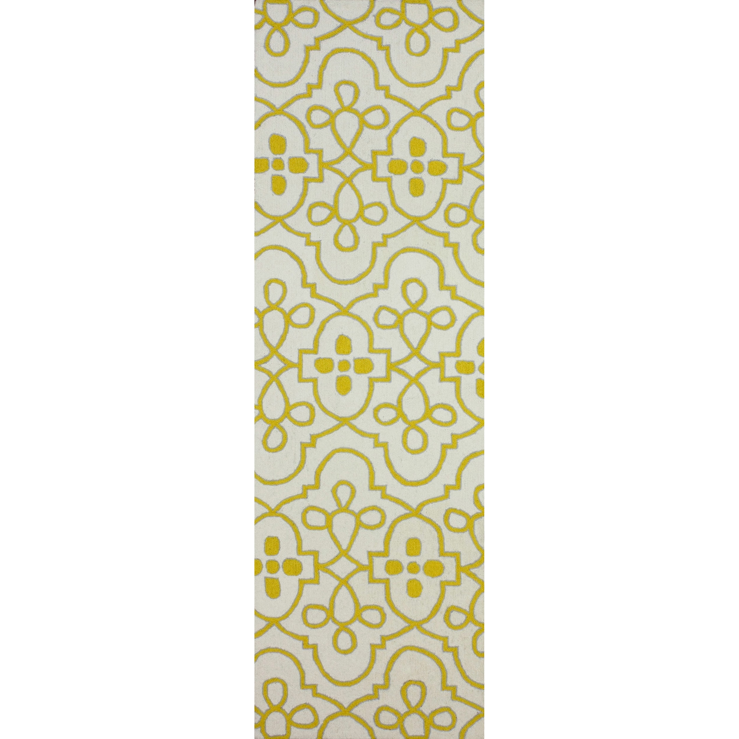 Nuloom Hand hooked Transitional Lattice Yellow Wool Runner Rug (26 X 8)