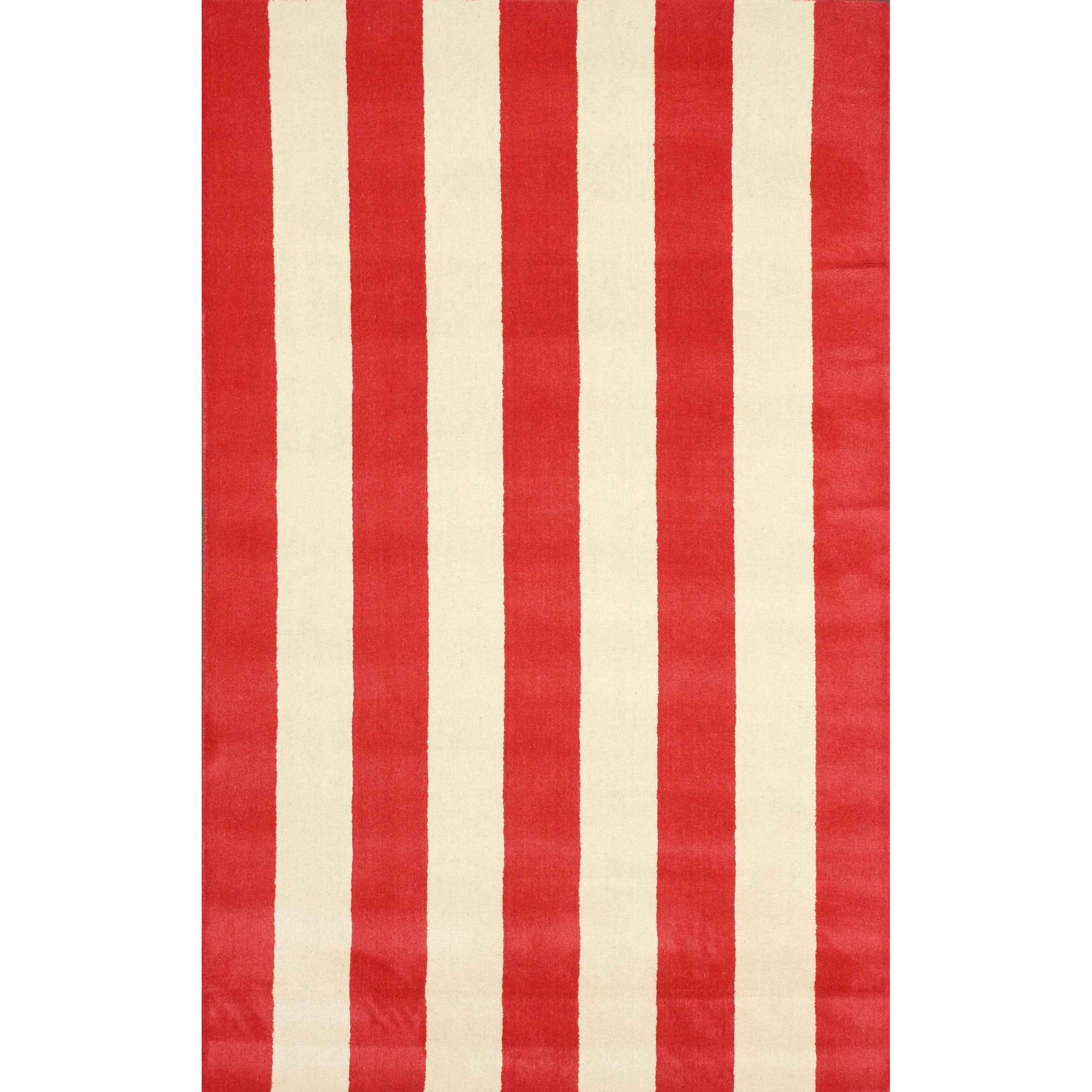 Nuloom Hand tufted Vertical Stripes Red New Zealand Wool Rug (76 X 96)