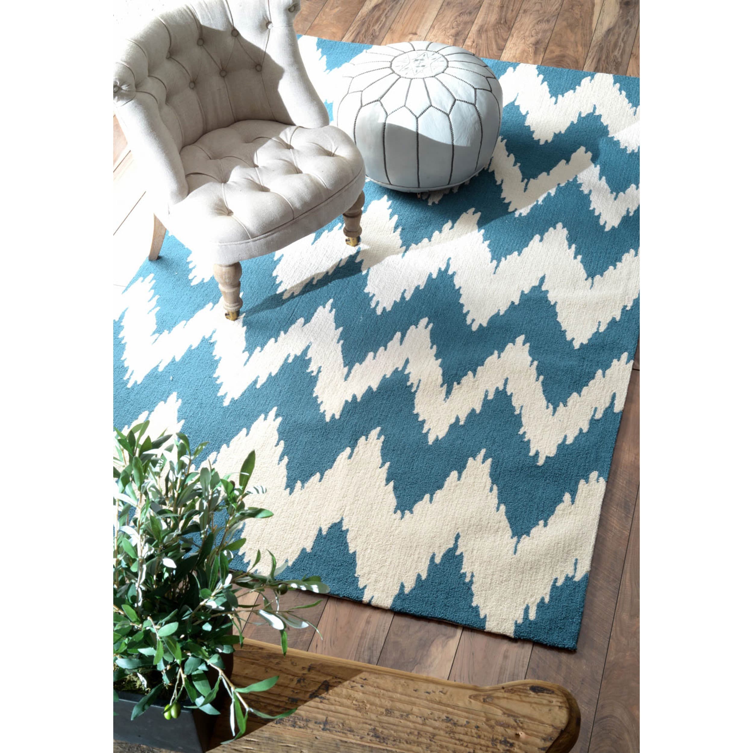 Nuloom Handmade Modern Ikat Chevron Blue Rug (4 X 6)