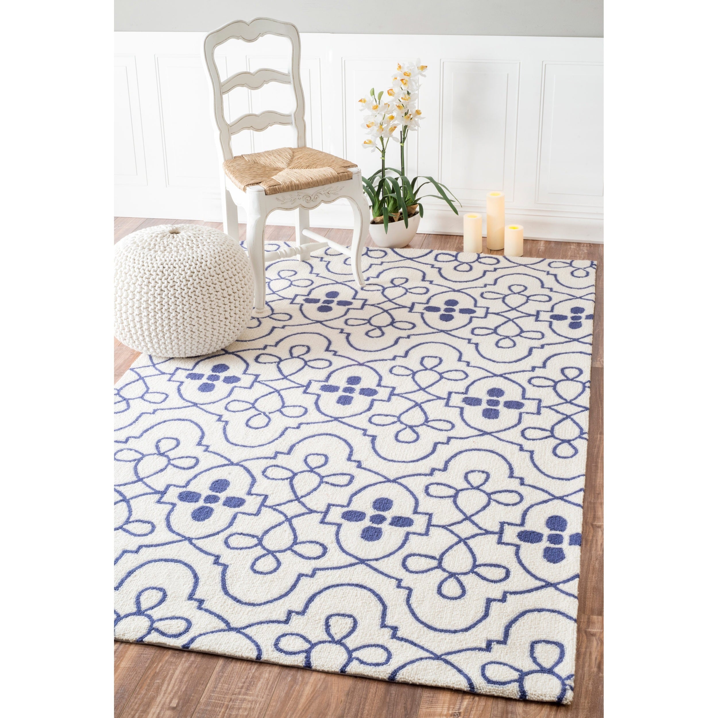 Nuloom Hand hooked Transitional Lattice Blue Wool Rug (5 X 8)