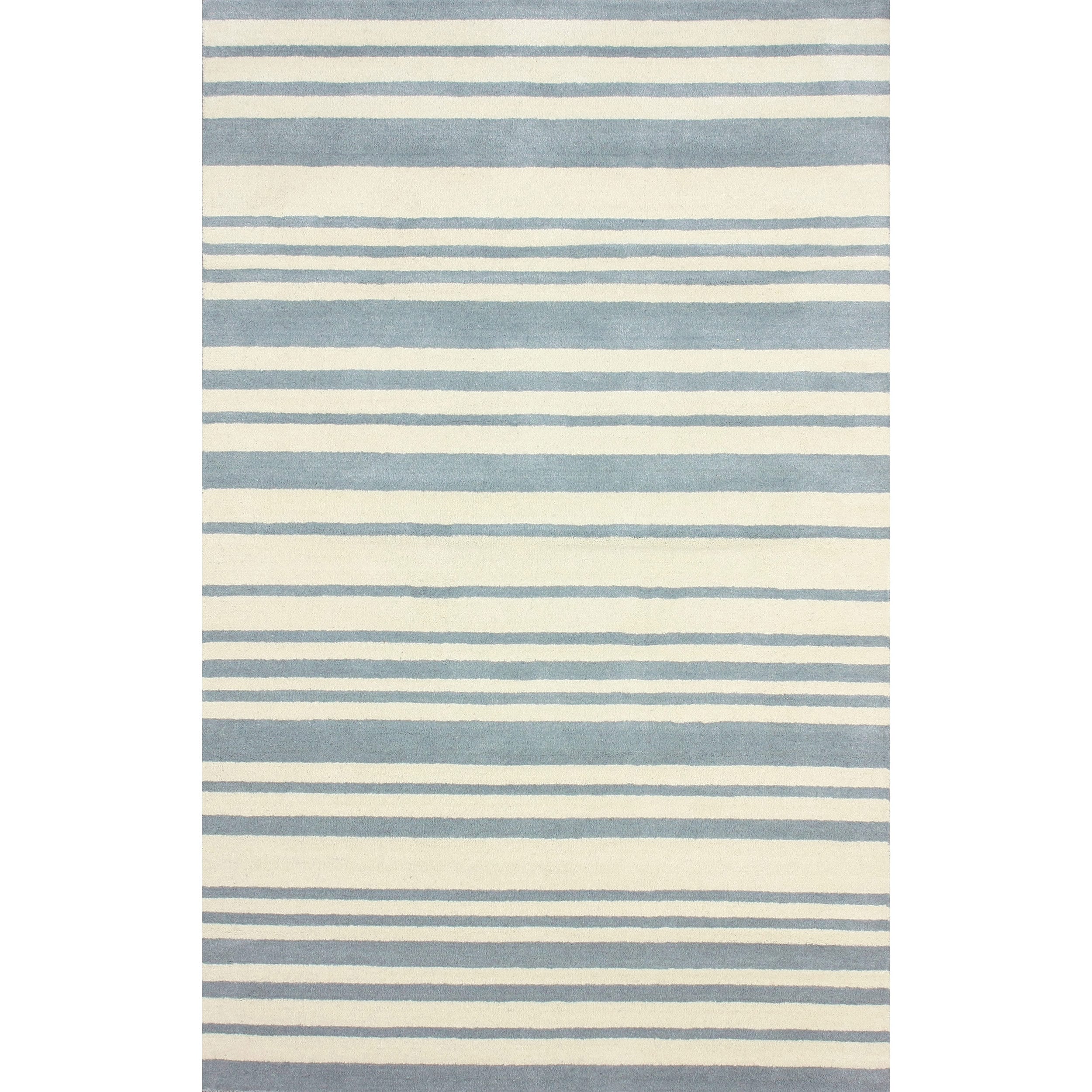 Nuloom Hand tufted Modern Stripes Blue New Zealand Wool Rug (76 X 96)