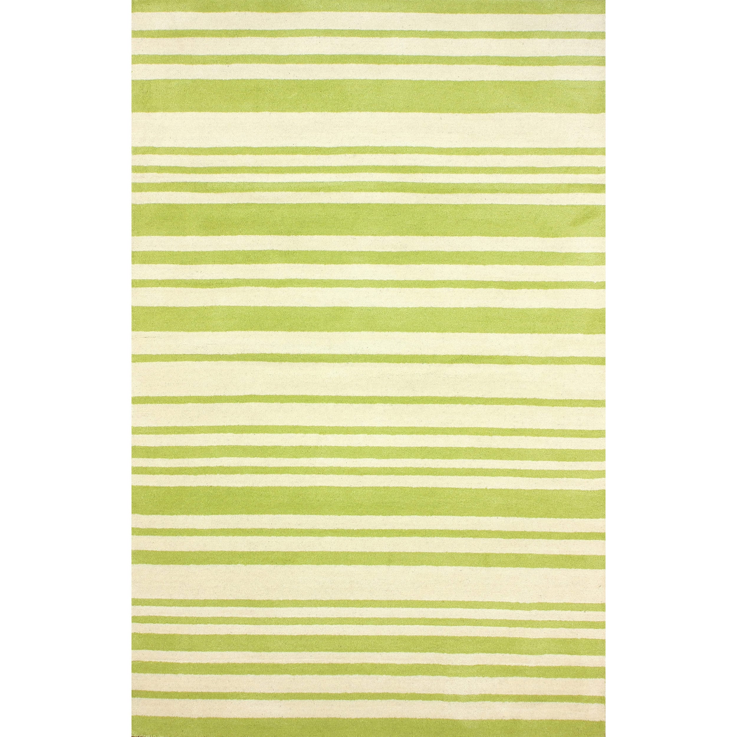 Nuloom Hand tufted Modern Stripes Green New Zealand Wool Rug (76 X 96)