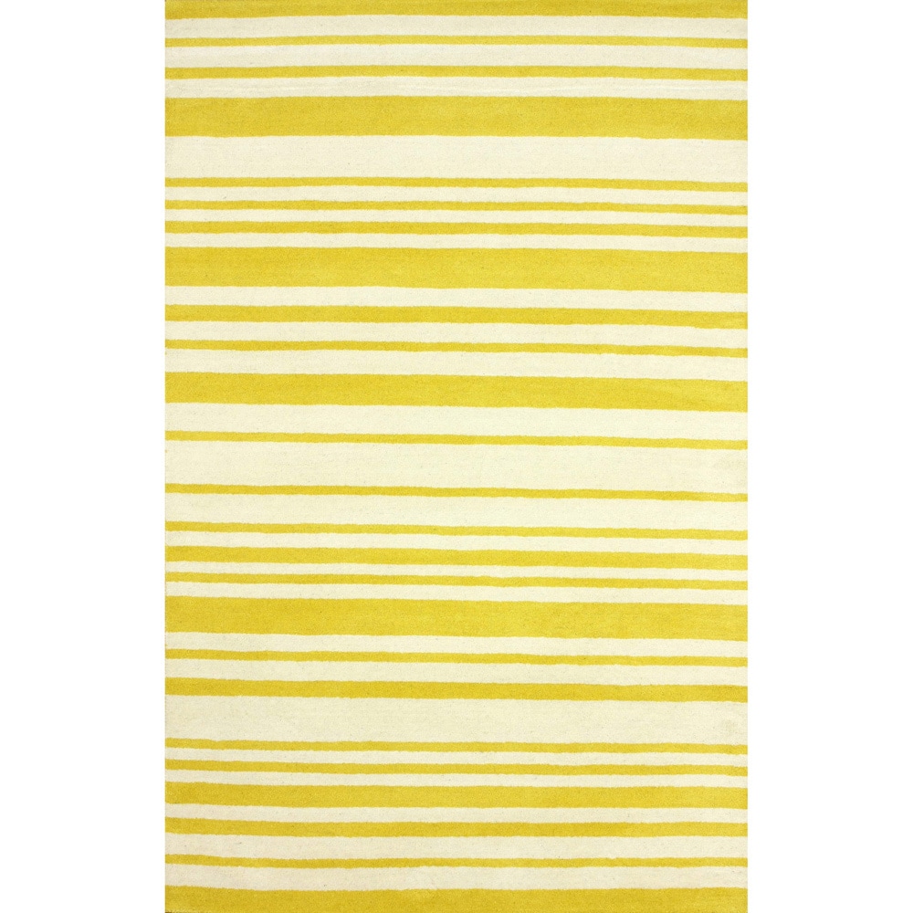 Nuloom Hand tufted Modern Stripes Yellow New Zealand Wool Rug (76 X 96)