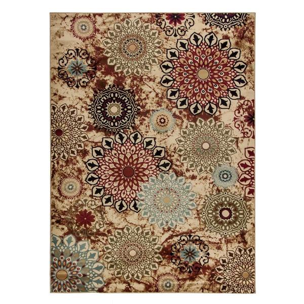 Shop Well Woven Dahlia Flower Ivory Area Rug 7'10" x 9'10" Free
