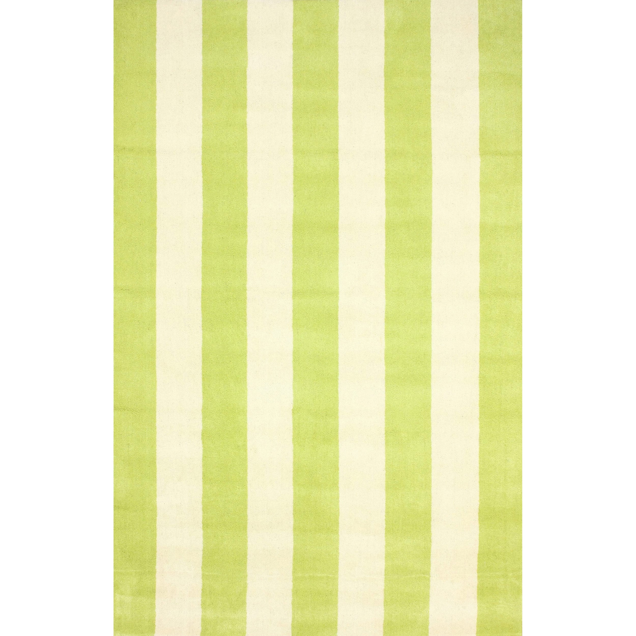 Nuloom Hand tufted Vertical Stripes Green New Zealand Wool Rug (76 X 96)