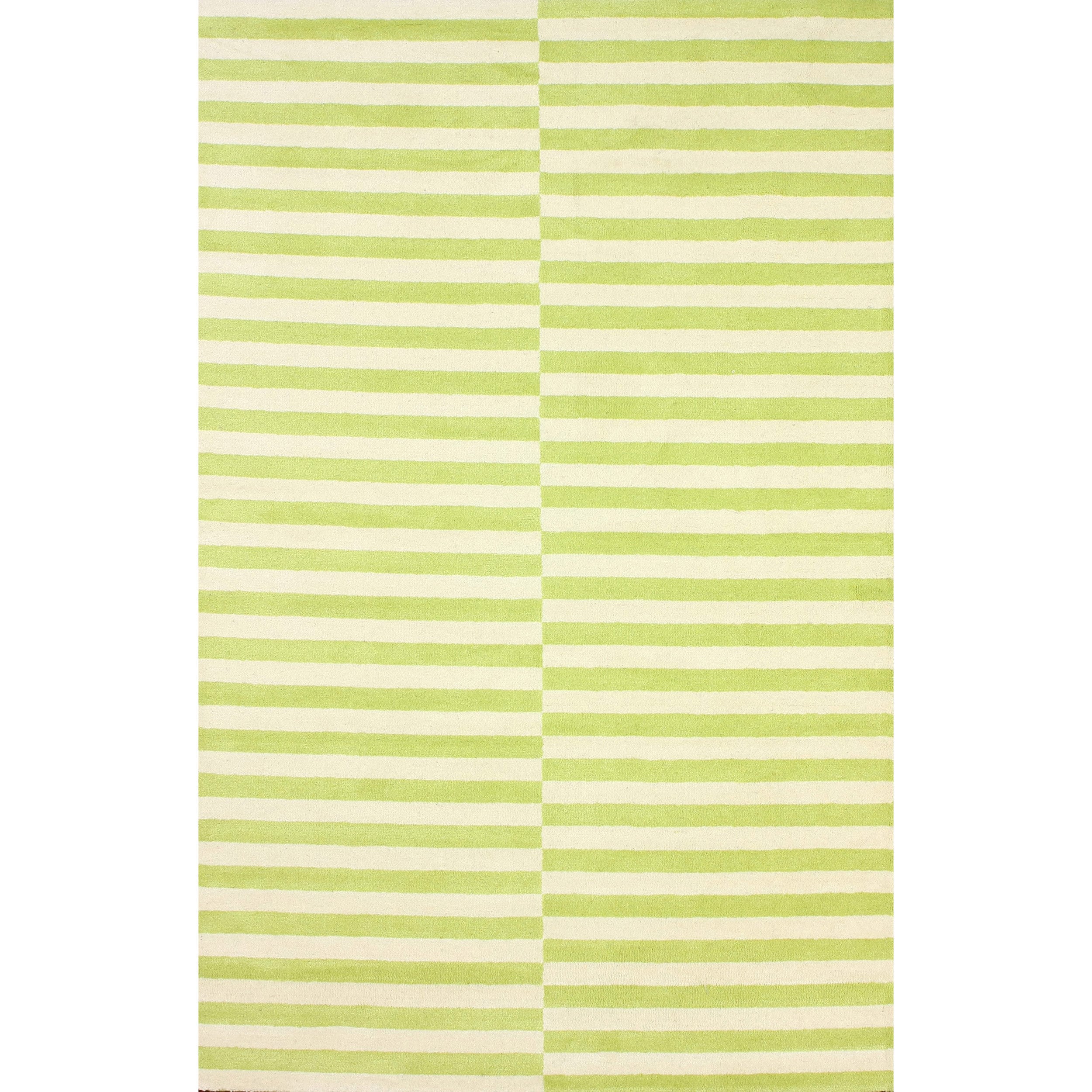 Nuloom Hand tufted Modern Stripes Green New Zealand Wool Rug (5 X 8)