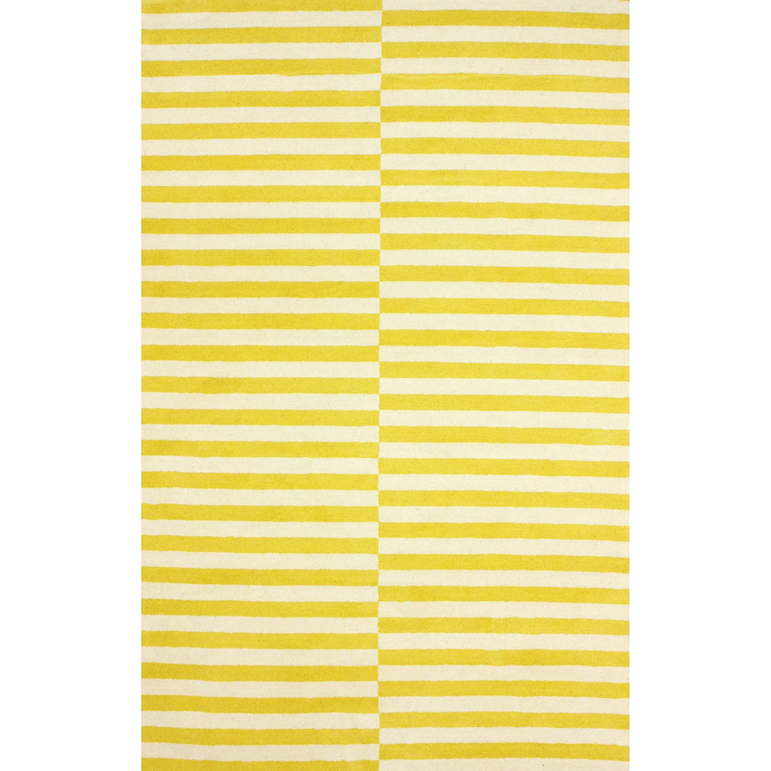 Nuloom Hand tufted Modern Stripes Yellow New Zealand Wool Area Rug (5 X 8)