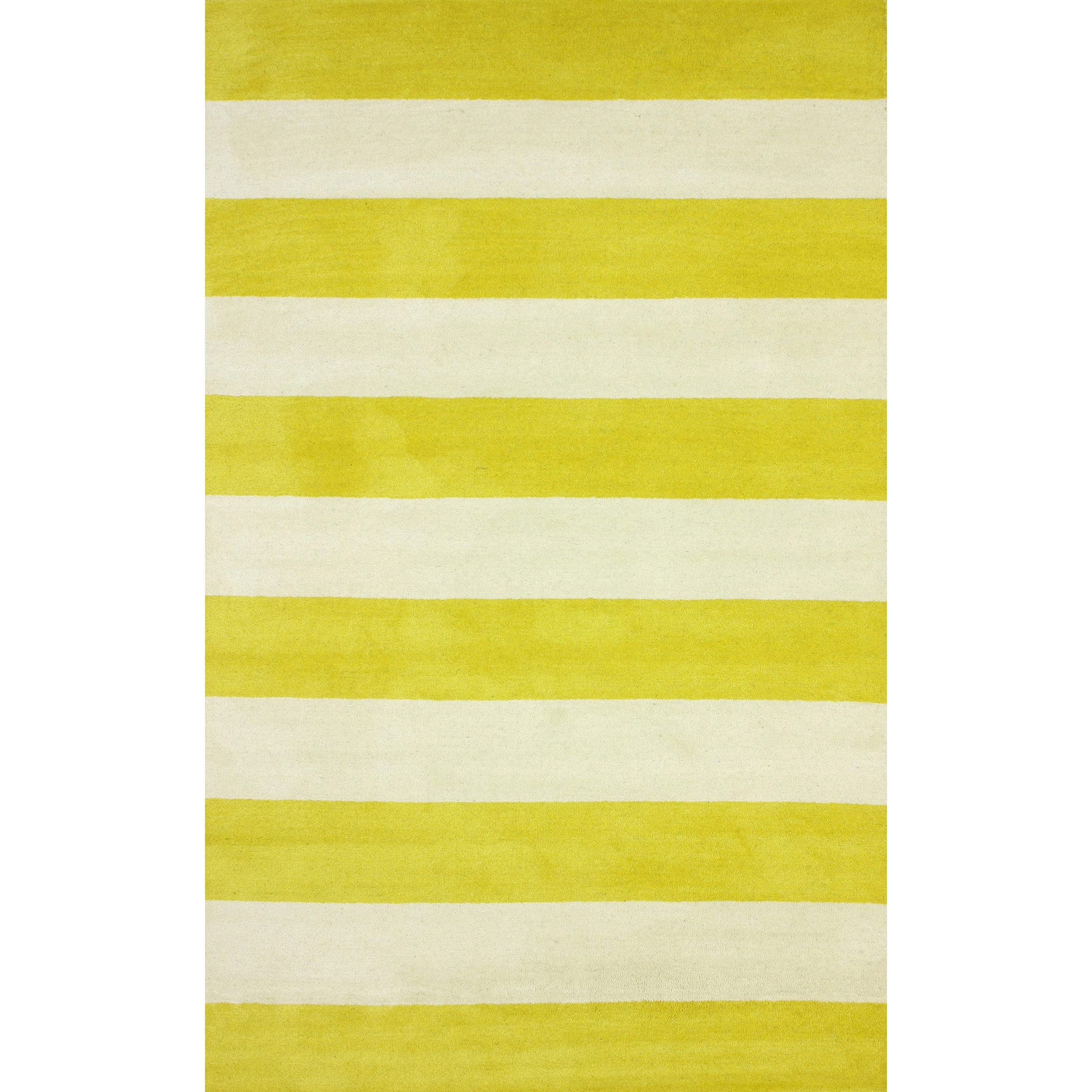 Nuloom Hand tufted Wide Stripes Yellow New Zealand Wool Rug (5 X 8)