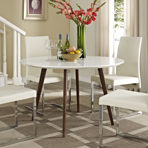 Round Dining Table - White - Overstock - 8646936