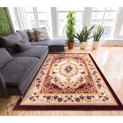 Well Woven Royal Medallion European French Floral Red Mat Accent Rug - 2'7" x 3'11"