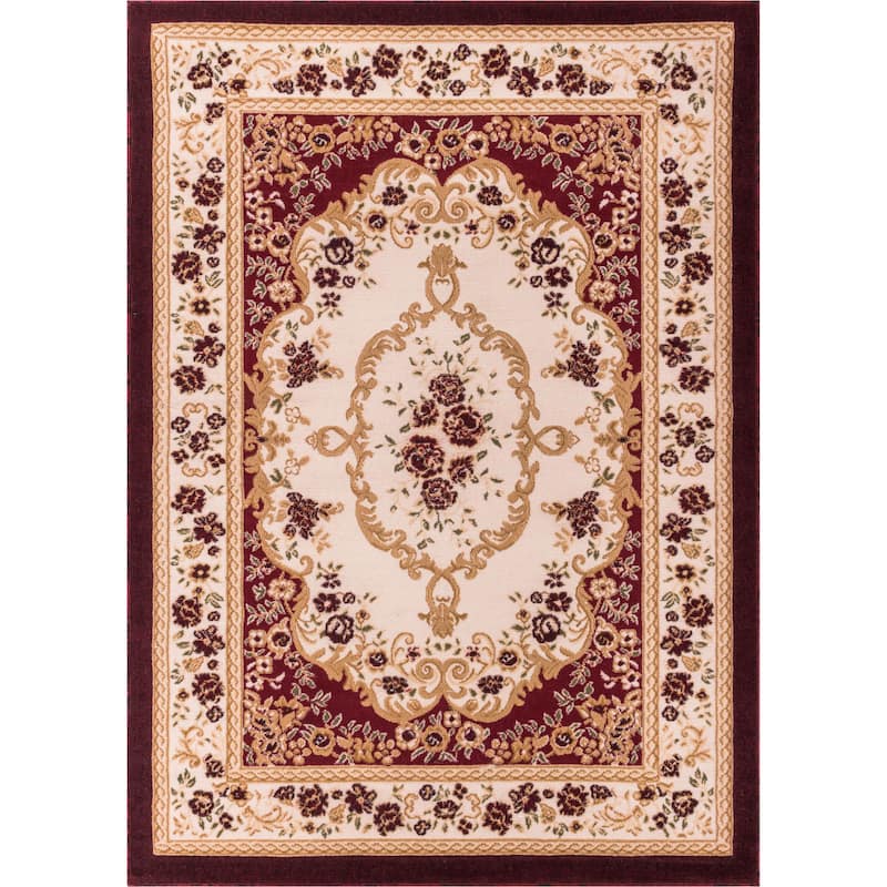 Well Woven Royal Medallion European French Floral Red Mat Accent Rug - 2'7" x 3'11"