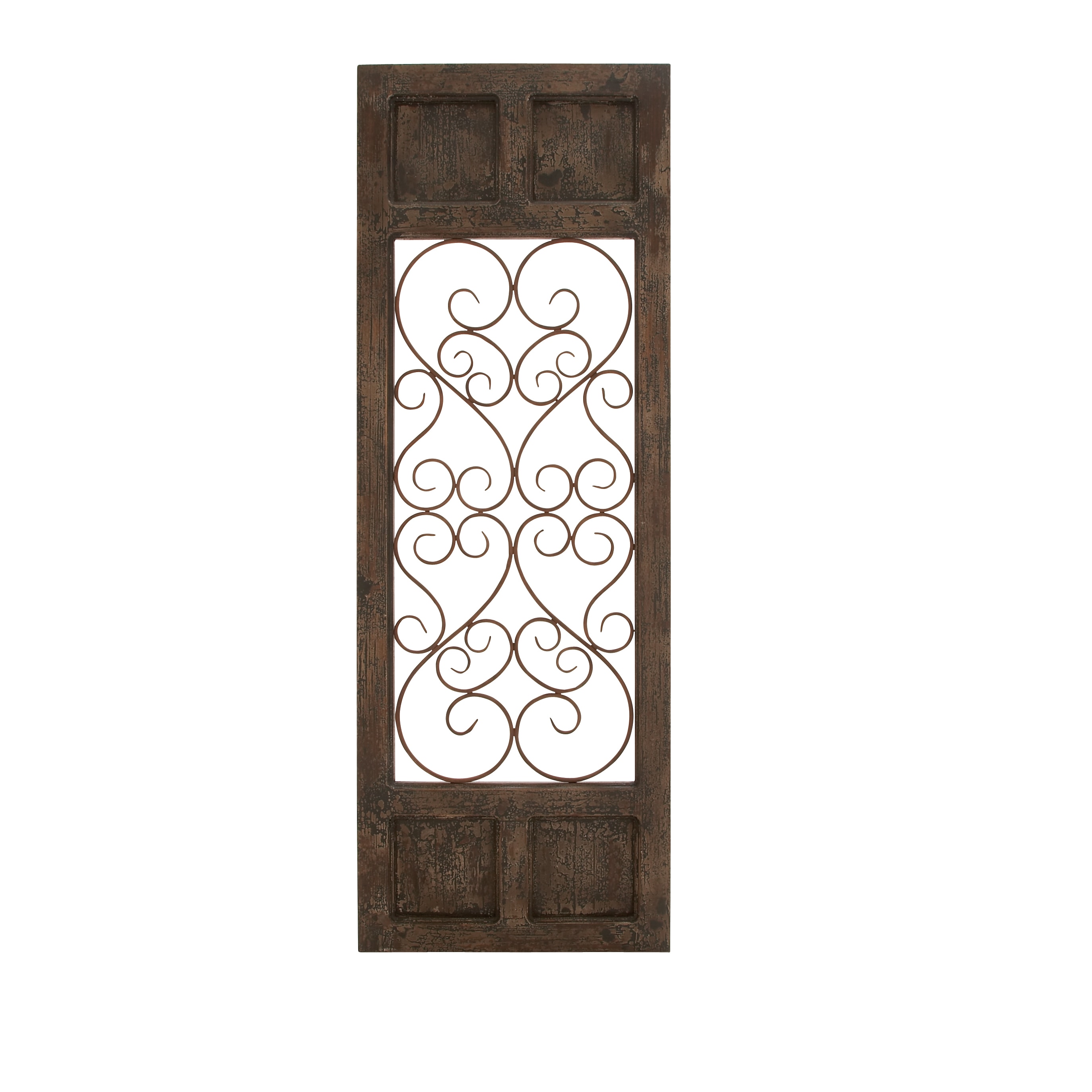 Classic Style Dark Brown Wood Metal Wall Panel