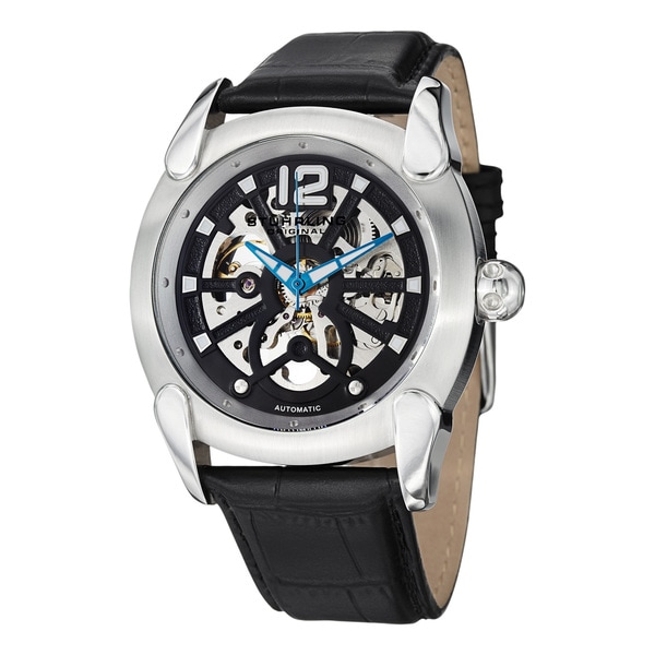 Stuhrling Original Mens Delphi Skeletonized Automatic Leather Strap