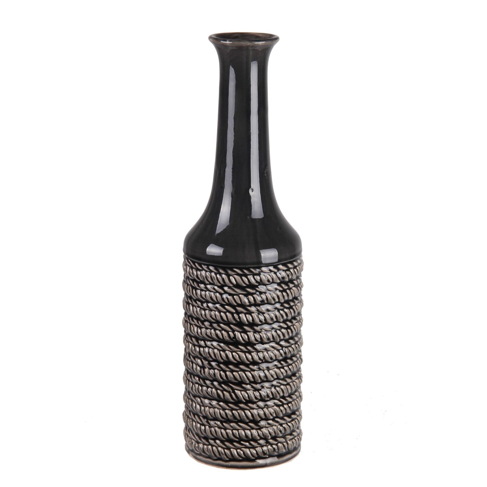 Privilege Rope Design Dark Grey Ceramic Vase