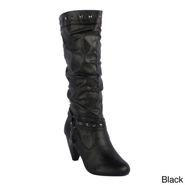 Yoki Women's 'Silvia 78' Slouchy Studded Knee high Boots Boots